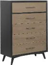 Raku Light Brown and Black Chest of Drawers