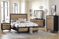Contemporary Gray and Black 4 Piece Queen Bedroom Set - Raku