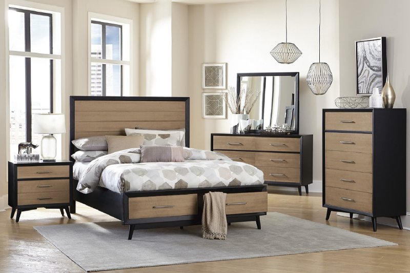contemporary gray and black 6 piece california king bedroom set
