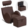 Brown Vinyl Kids Lounge Rocker and Storage Ottoman