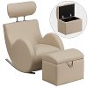 Beige Vinyl Kids Lounge Rocker and Storage Ottoman