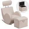 Beige Fabric Kids Lounge Rocker and Storage Ottoman