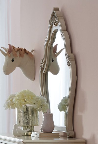 Antique White Traditional Scroll Mirror - Giselle