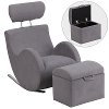 Gray Fabric Kids Lounge Rocker and Storage Ottoman