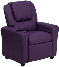 Purple Vinyl Kids Recliner with Cup Holder