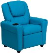 Turquoise Vinyl Kids Recliner with Cup Holder