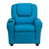 Turquoise Vinyl Kids Recliner with Cup Holder-4