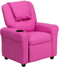 Hot Pink Vinyl Kids Recliner with Cup Holder