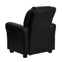 Black Leather Kids Recliner with Cup Holder-5