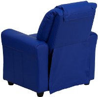 Blue Vinyl Kids Recliner with Cup Holder-3