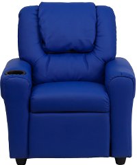 Blue Vinyl Kids Recliner with Cup Holder-4
