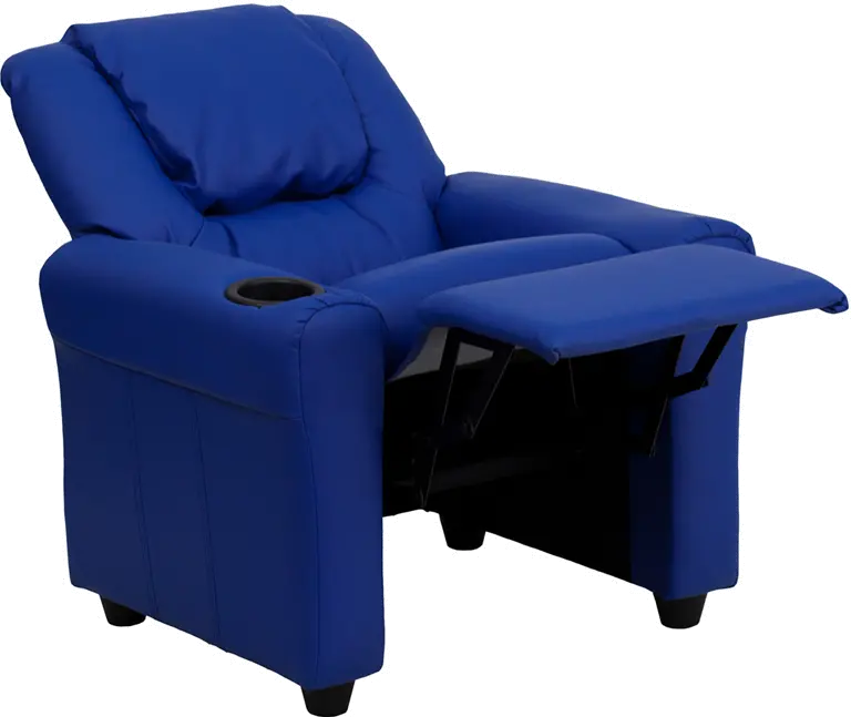 Mini Me Kids Blue Recliner with Cup Holder-5