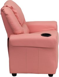 Pink Vinyl Kids Recliner with Cup Holder-2