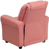 Pink Vinyl Kids Recliner with Cup Holder-3
