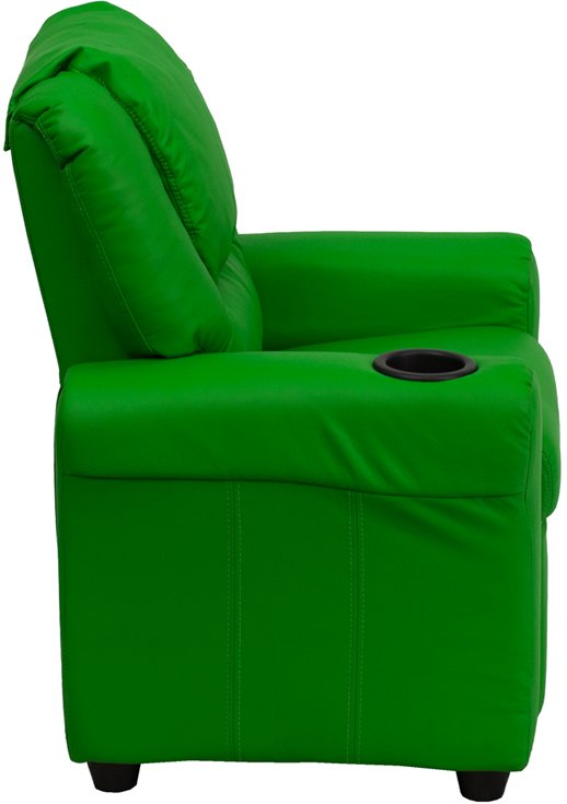 Green Vinyl Kids Recliner with Cup Holder-2