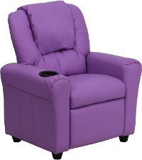 Lavender Vinyl Kids Recliner with Cup Holder