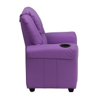 Lavender Vinyl Kids Recliner with Cup Holder-2