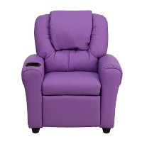 Lavender Vinyl Kids Recliner with Cup Holder-4