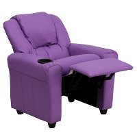 Lavender Vinyl Kids Recliner with Cup Holder-5
