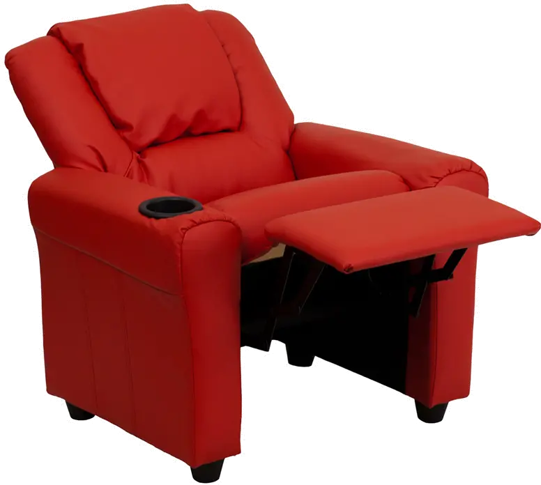 Mini Me Kids Red Recliner with Cup Holder-5