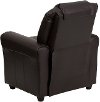 Brown Leather Kids Recliner with Cup Holder-3