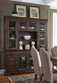 Cordovan Brown China Cabinet with Hutch - Lucca Collection