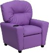 Lavender Vinyl Kids Recliner with Cup Holder