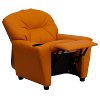 Orange Vinyl Kids Recliner with Cup Holder-5