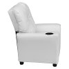 White Vinyl Kids Recliner with Cup Holder-2