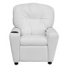 White Vinyl Kids Recliner with Cup Holder-4