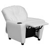 White Vinyl Kids Recliner with Cup Holder-5