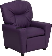 Purple Vinyl Kids Recliner with Cup Holder