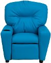 Turquoise Vinyl Kids Recliner with Cup Holder-4