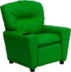 Green Vinyl Kids Recliner with Cup Holder