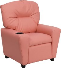 Pink Vinyl Kids Recliner with Cup Holder