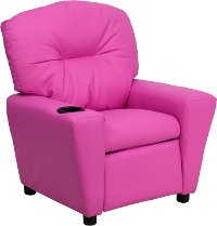 Hot Pink Vinyl Kids Recliner with Cup Holder