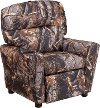 Camouflage Fabric Kids Recliner with Cup Holder