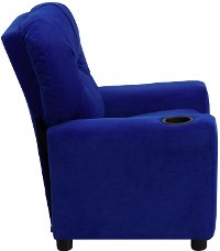 Blue Microfiber Kids Recliner with Cup Holder-2