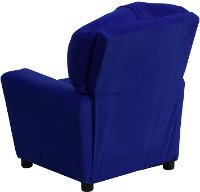 Blue Microfiber Kids Recliner with Cup Holder-3