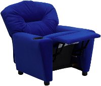 Blue Microfiber Kids Recliner with Cup Holder-5