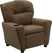 Brown Microfiber Kids Recliner with Cup Holder