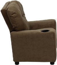 Brown Microfiber Kids Recliner with Cup Holder-2