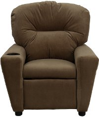Brown Microfiber Kids Recliner with Cup Holder-4