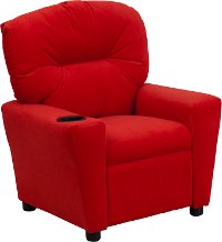Red Microfiber Kids Recliner with Cup Holder