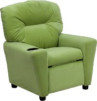 Avocado Microfiber Kids Recliner with Cup Holder