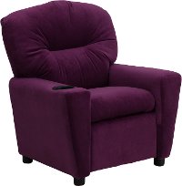 Purple Microfiber Kids Recliner with Cup Holder