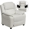 White Vinyl Kids Recliner with Storage Arms