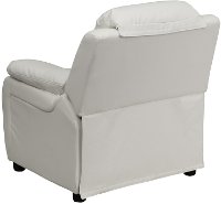 White Vinyl Kids Recliner with Storage Arms-3