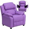 Lavender Vinyl Kids Recliner with Storage Arms