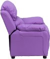 Lavender Vinyl Kids Recliner with Storage Arms-2